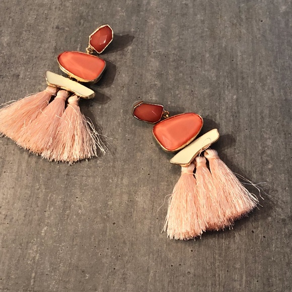 Tassel earrings blush coral statement drops - Picture 5 of 6